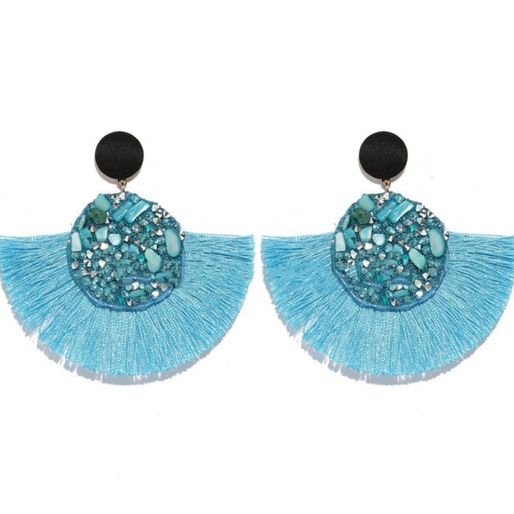 Blue fringe earrings 💙